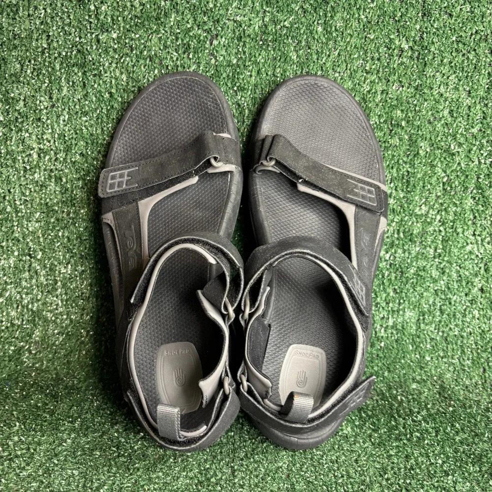 Teva‎ Minam Adjustable Strap Sport Hiking Outdoor Sandal Black Grey Mens Size 10